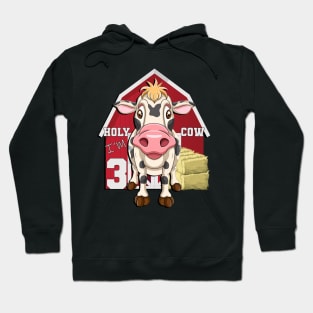 Birthday 3 Year Old Cute Farm Cow Hoodie